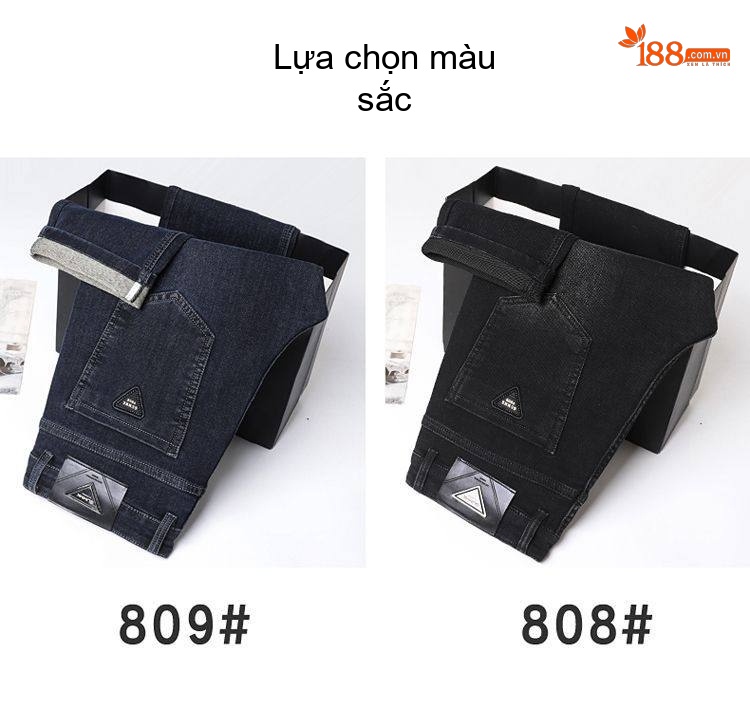 Quần Jean Nam Dáng Ôm Vừa Vặn Dài Phong Cách Trung Niên, Doanh Nhân, Thoải Mái, Co Giãn Màu Đen, Xanh Đậm chi tiết 35