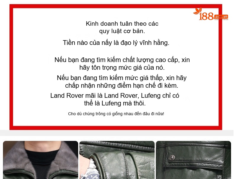 Áo Khoác Da Thật Lót Lông Chồn Cổ Lông Thú Không Tháo Rời Màu Xanh, Nâu chi tiết 3