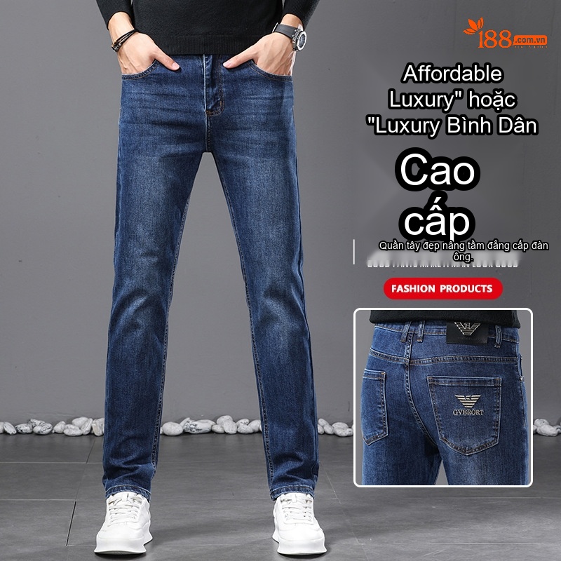 Quần Jean Nam Ống Đứng Co Giãn Phong Cách Thời Trang Màu Xanh Dương, Xám chi tiết 1