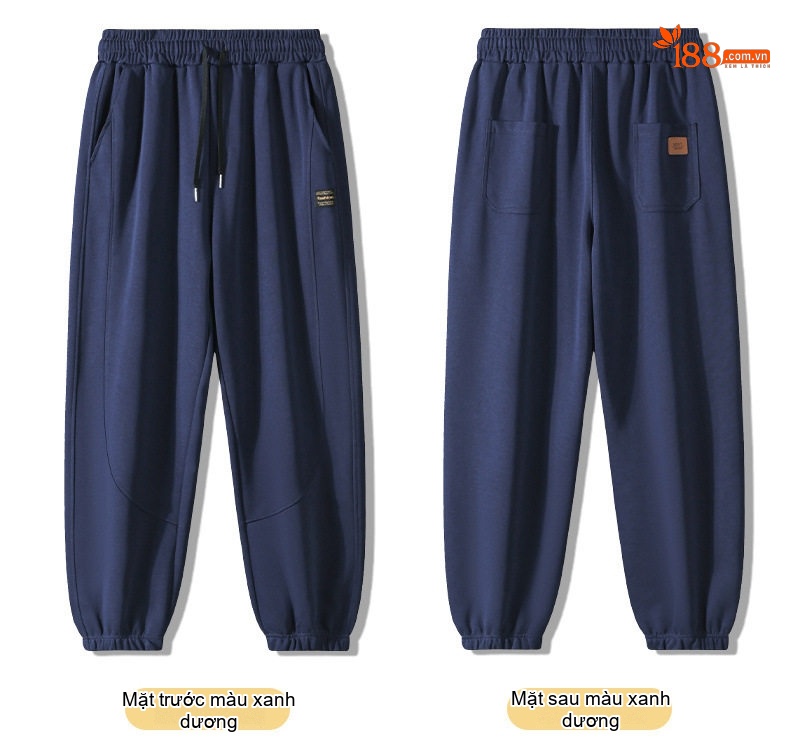 Quần Jogger Nam Ống Bo Chun Thu Đông Dáng Rộng Phong Cách Hàn Quốc Màu Đen, Xám, Xanh Navy chi tiết 31
