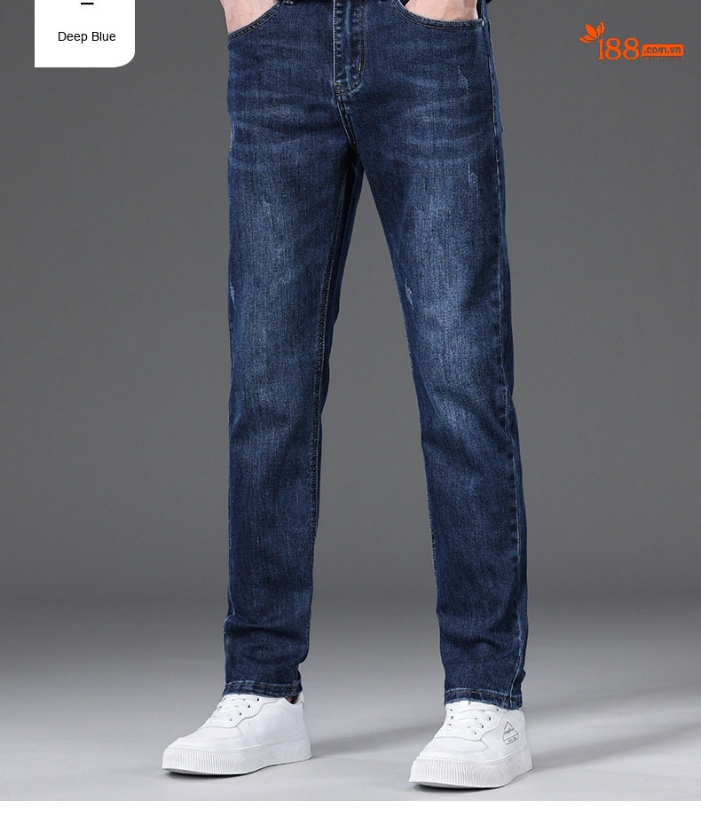 Quần Jean Nam Ống Đứng Co Giãn Ôm Dáng Phong Cách Casual Màu Xanh Đậm, Đen chi tiết 11