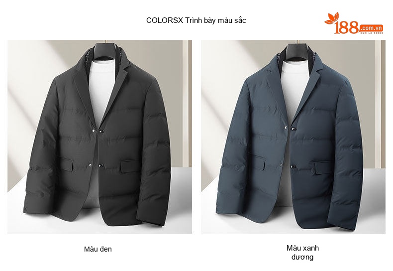Áo Khoác Phao Nam Lông Vũ Áo Vest Cổ Áo Tháo Rời Màu Be, Đen, Xanh Navy chi tiết 5