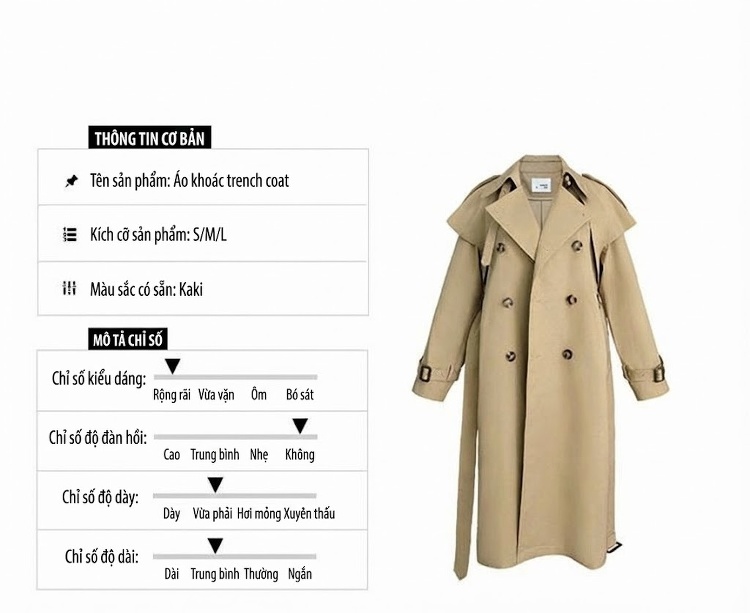 Áo Khoác Mangto Nữ Dáng Vừa Phong Cách Anh Quốc Màu Be chi tiết 7