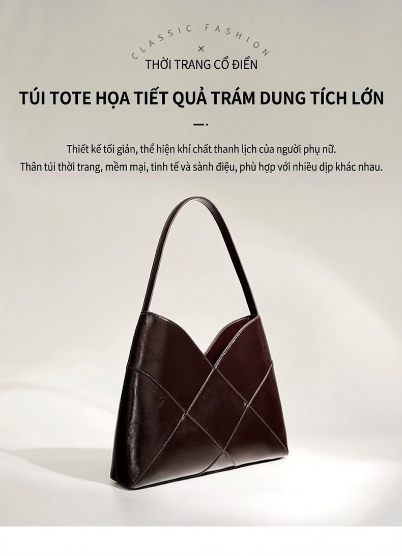 Túi Xách Nữ Đeo Vai Da Bóng Quả Bông Phong Cách Hàn Quốc Màu Đỏ Rượu Vang chi tiết 1