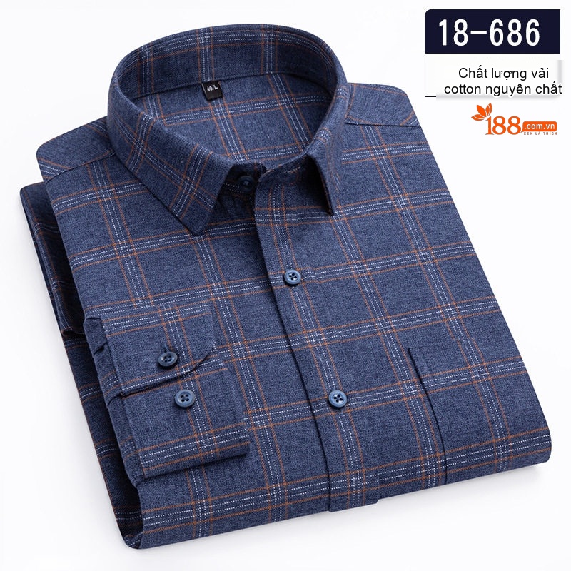Áo Sơ Mi Nam Tay Dài Cotton Mài Lông Màu Xám, Đỏ, Xanh Dương, Xanh Lá...