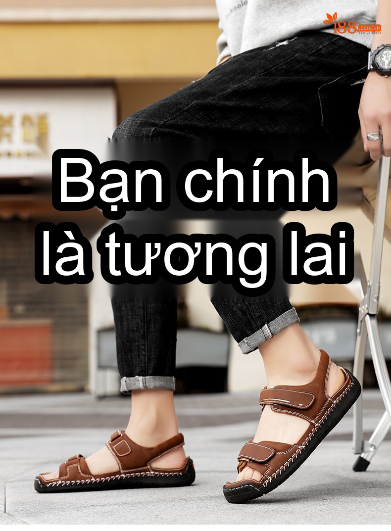 Sandal Nam Quai Dán Thủ Công Da Mờ Đế Cao Khoảng 2cm chi tiết 1