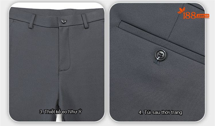 Quần Tây Nam Dáng Suông Bốn Chiều Co Giãn Chống Nhăn Cao Cấp Màu Đen, Xám, Be, Xanh Navy chi tiết 9