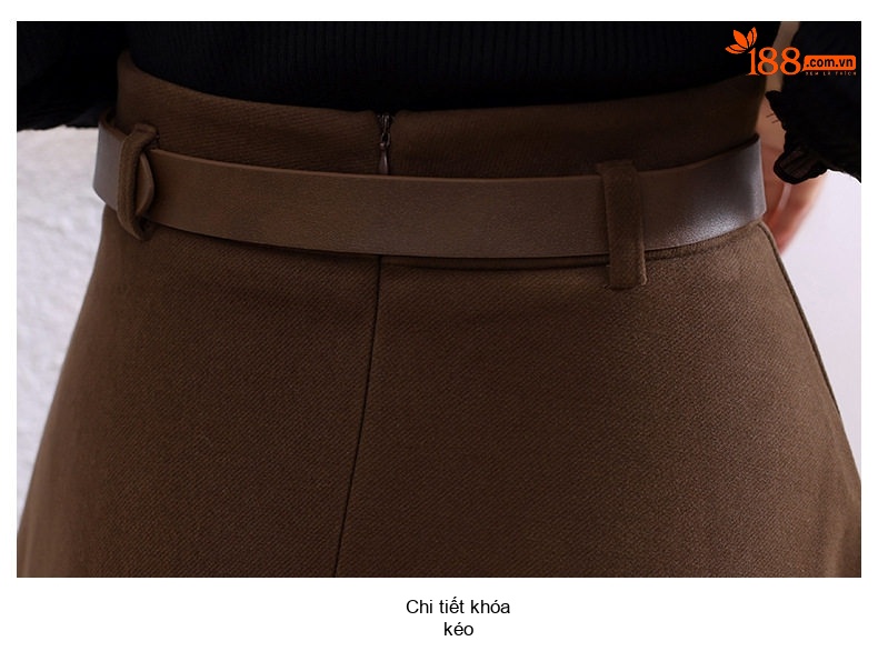 Set Áo Dệt Kim Cổ Lọ Tay Dài và Chân Váy Midi Thanh Lịch Màu Đen, Nâu chi tiết 26