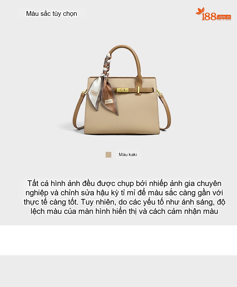 Túi Xách Tay Nữ Da Mờ Kiểu Dáng Platinum Size Lớn Đeo Chéo Màu Be chi tiết 4