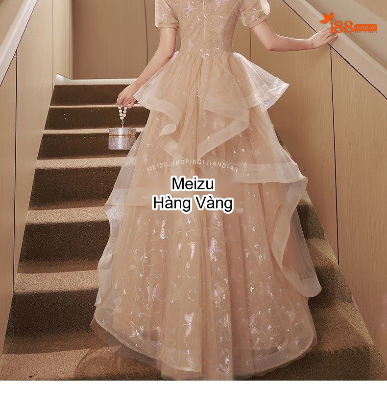 Váy Dạ Hội Nữ Pháp Kiểu Dáng Tiểu Thư Màu Champagne chi tiết 22