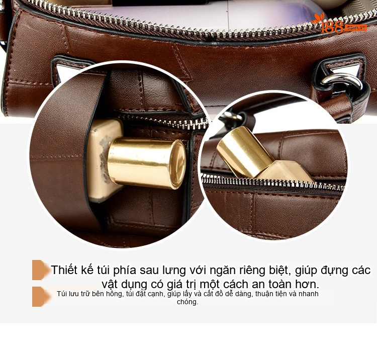 Túi Đeo Chéo Nữ Một Ngăn Phong Cách Thời Trang Màu Đen, Trắng, Nâu chi tiết 13