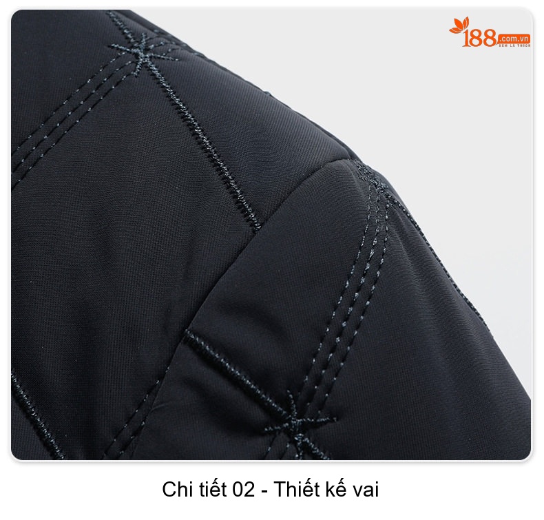 Áo Khoác Bông Nam Trung Niên Dáng Vừa Vải Cotton Lót Lụa Tằm Màu Xanh Navy chi tiết 18