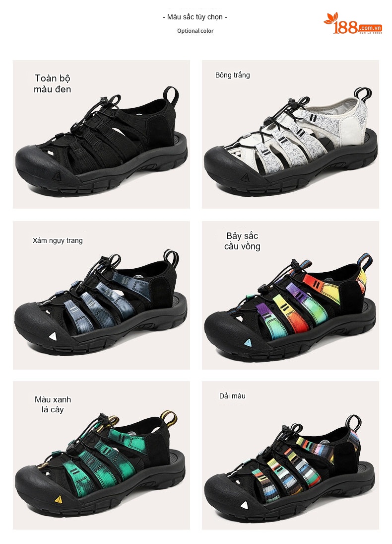 Dép Sandal Nam Bít Mũi Đi Biển Đế Dày Thoáng Khí Đế Cao 3cm chi tiết 5