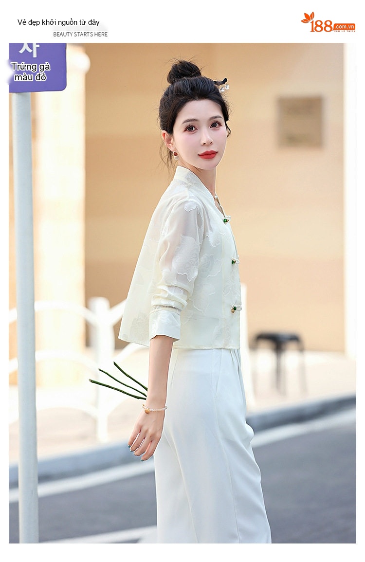 Áo Khoác Cardigan Nữ Kiểu Trung Quốc Tân Thời Thượng, Mỏng, Tay Lỡ Màu Xám, Đen, Xanh Lá, Trắng... chi tiết 11