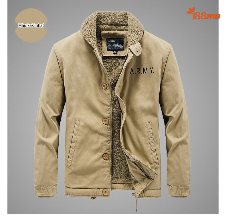 Áo Khoác Bomber Nam Lông Cừu Non Lót Lông Dày Dặn Kiểu Công Sở Màu Xanh Navy, Xanh Rêu chi tiết 17