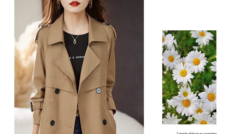 Áo Khoác Gió Nữ Dáng Vest Trung Niên Thanh Lịch Màu Nâu, Kem, Xanh Navy chi tiết 3