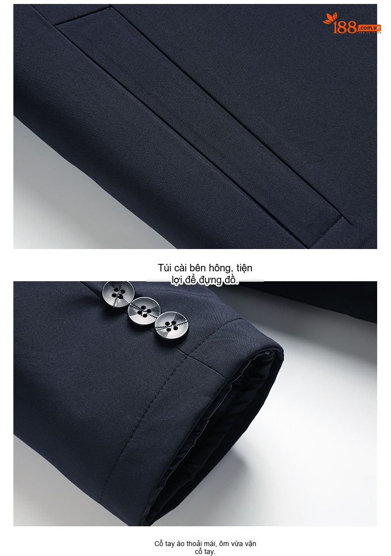 Áo Khoác Phao Nam Trung Niên Chất Liệu Milk Silk Lót Lông Vũ Trắng 85/15 Màu Xanh Navy chi tiết 24