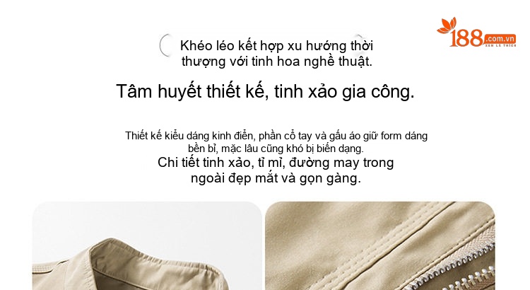Áo Khoác Bomber Nam Cổ Trụ Dáng Rộng Màu Xám, Vàng Be, Đen chi tiết 4