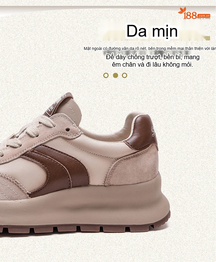 Giày Sneaker Nữ Đế Dày Phối Màu Thời Trang Chiều Cao Đế Khoảng 5cm Màu Đỏ, Kem chi tiết 4