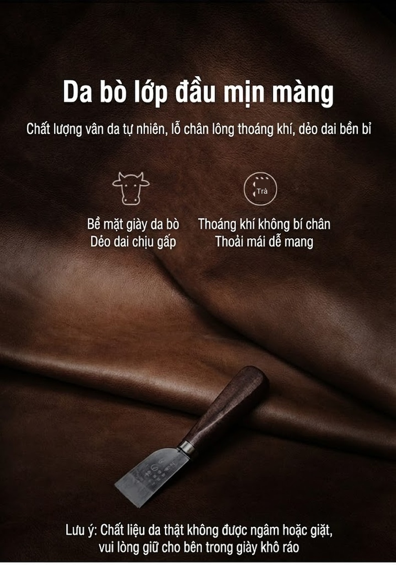 Giày Lười Nam Da Bò Đế Dày Chiều Cao Đế Khoảng 4cm Phong Cách Retro Màu Đen, Nâu chi tiết 4