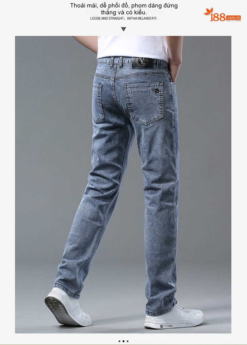 Quần Jean Nam Ống Đứng Dáng Rộng Co Giãn Nhẹ Phong Cách Casual Màu Xanh, Xám chi tiết 21