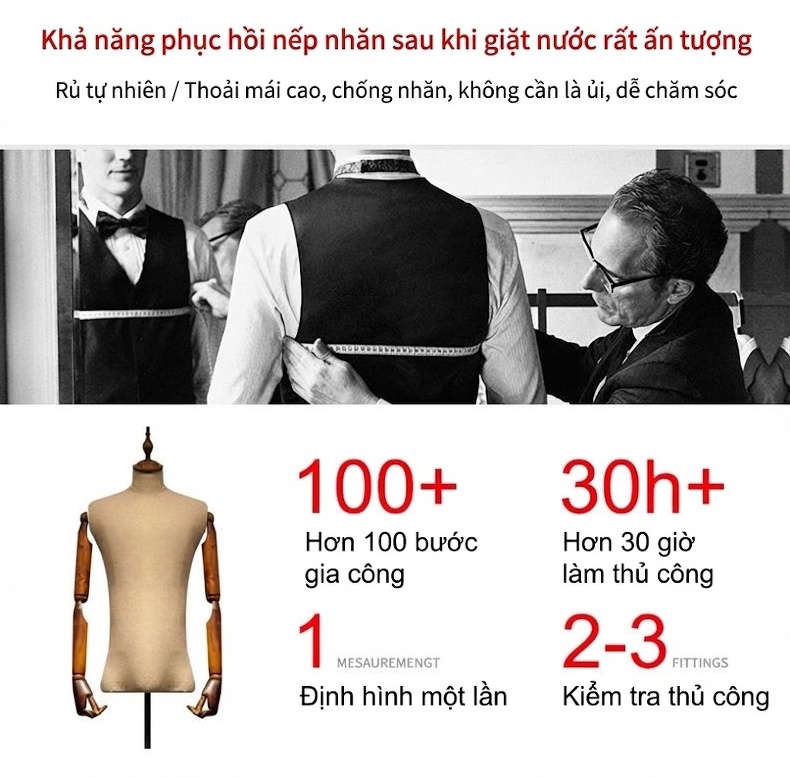 Bộ Vest Nam Trơn Màu Cưới Hỏi Chú Rể Dáng Ôm Phong Cách Hàn Quốc Bộ Ba Món Màu Đen chi tiết 8