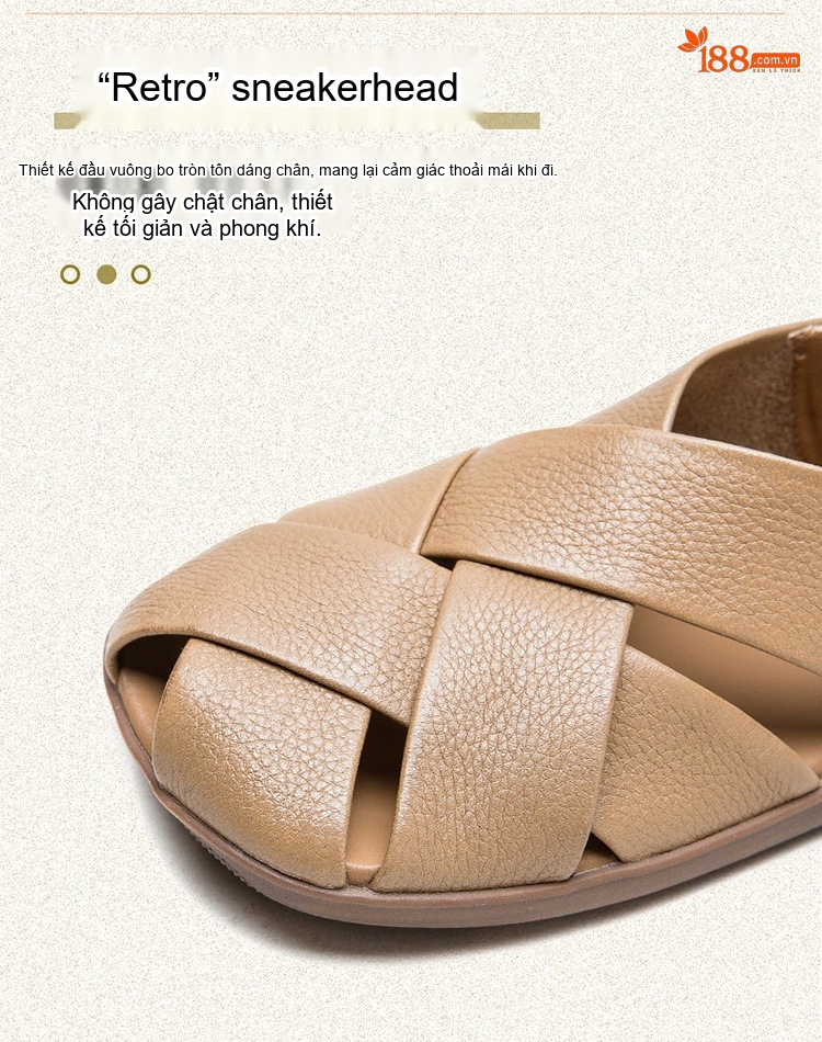 Dép Sandal Nữ Quai Đan Hở Ngón Thoáng Khí Đế Bằng Đế Cao 3cm - 4cm Màu Nâu, Xanh, Vàng chi tiết 5