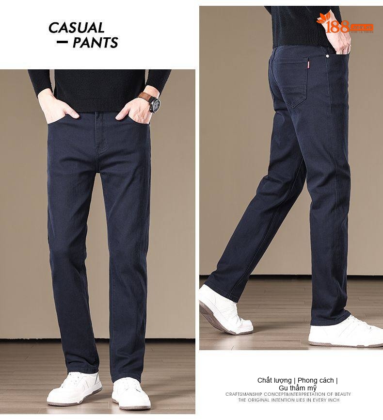 Quần Jean Nam Cotton Ống Đứng Co Giãn Thoải Mái Màu Nâu chi tiết 16