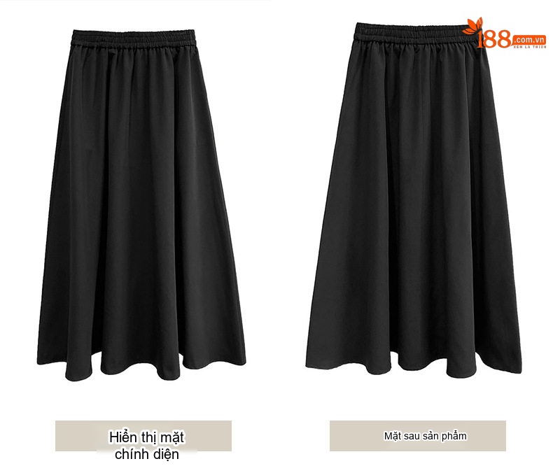 Chân Váy Midi Nữ Dáng Chữ A Màu Trơn Phong Cách Hàn Quốc Thanh Lịch chi tiết 7