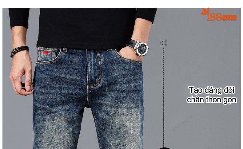 Quần Jeans Nam Ống Đứng Cao Cấp Dáng Ôm Vừa Vặn Màu Xanh Denim chi tiết 23