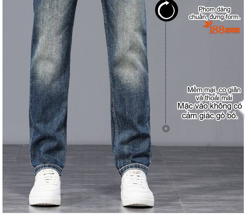 Quần Jeans Nam Ống Đứng Cao Cấp Dáng Ôm Vừa Vặn Màu Xanh Denim chi tiết 24