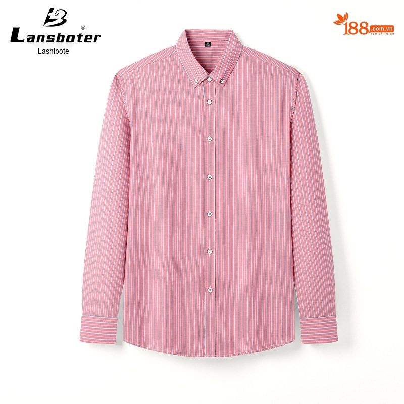 Áo Sơ Mi Dài Tay Nam Cotton Kẻ Sọc Kiểu Dáng Ôm Vừa Màu Xanh, Hồng, Xám