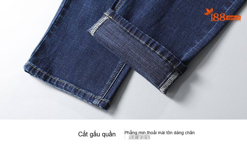 Quần Jeans Dài Nam Ống Đứng Co Giãn Thoải Mái Màu Xanh Dương Đậm chi tiết 27