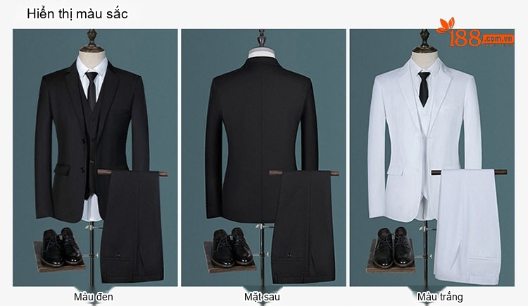 Bộ Vest Nam 3 Món Cộc Tay Dáng Ôm Phong Cách Hàn Quốc Màu Đen, Trắng, Đỏ Rượu Vang, Xanh Navy... chi tiết 8