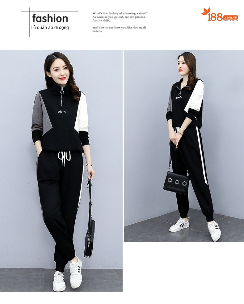 Bộ Đồ Nữ Thu Đông Áo Hoodie Quần Jogger Bo Gấu Phong Cách Thời Trang Trẻ Trung Màu Đen, Xám, Trắng chi tiết 34