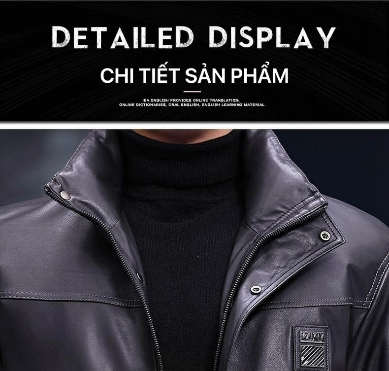 Áo Khoác Da Thật Nam Lót Lông Vũ Dày Dặn Kiểu Bomber Màu Đen chi tiết 16