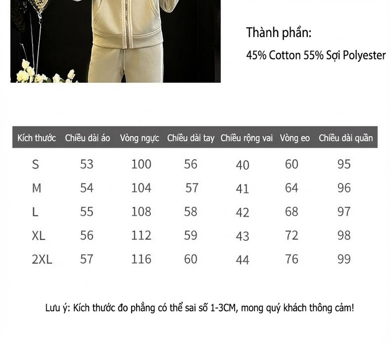 Bộ quần áo thể thao nữ dáng rộng có mũ lót lông chi tiết 2