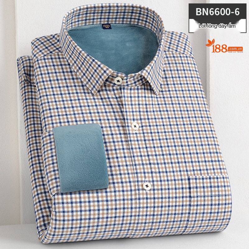 Áo Sơ Mi Nam Dài Tay Cotton Lót Lông Dày Dặn Giữ Ấm Màu Xanh Dương, Xám, Đen, Đỏ...