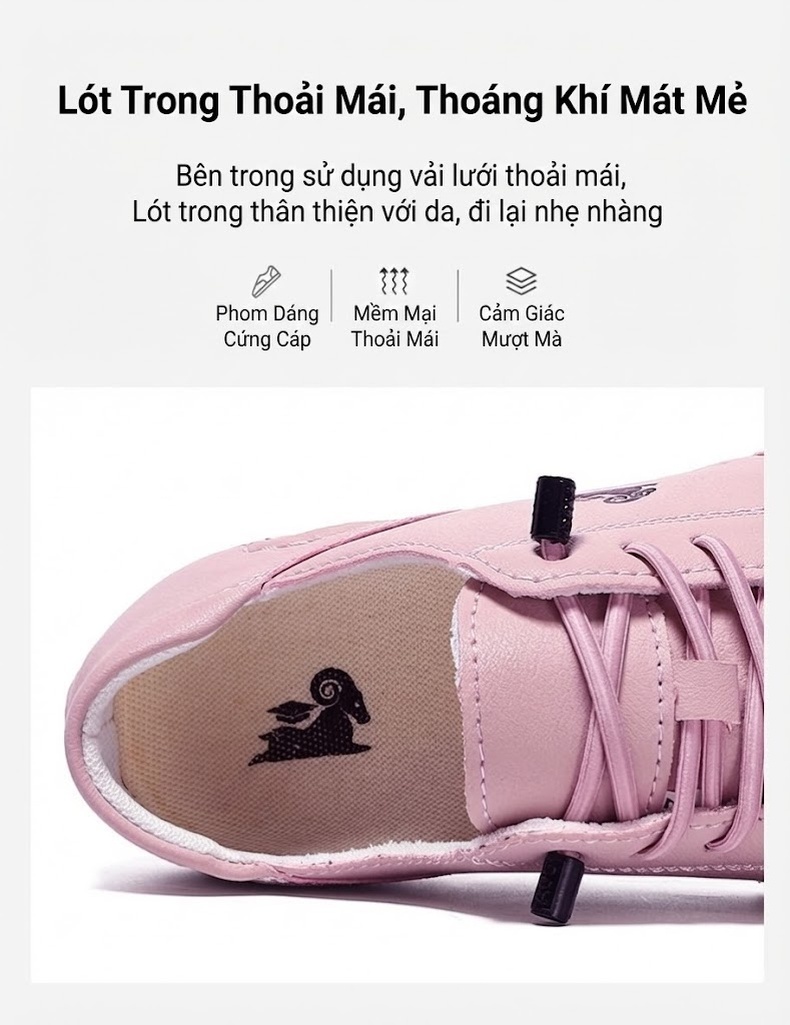 Giày Thể Thao Buộc Dây Nam/Nữ Da Mờ Chiều Cao Đế Khoảng 2cm Màu Trắng, Hồng, Xanh Dương, Xanh Lá... chi tiết 8