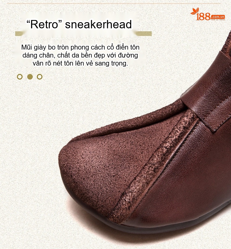 Boot Nữ Cổ Ngắn Da Mờ Phong Cách Retro Chiều Cao Đế Khoảng 1cm Màu Nâu, Vàng chi tiết 4