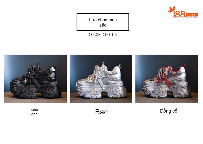Giày Thể Thao Nữ Đế Bánh Mì Dây Buộc Chiều Cao Đế Khoảng 5.5cm Màu Đen, Xám, Trắng... chi tiết 2