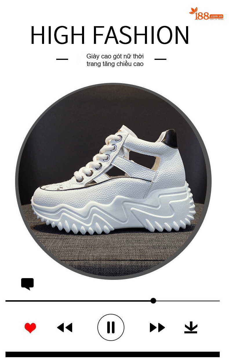Giày Sneaker Nữ Da Thật Lưới Thoáng Khí Chiều Cao Đế Khoảng 5cm Màu Trắng, Đen, Nâu, Đỏ... chi tiết 12