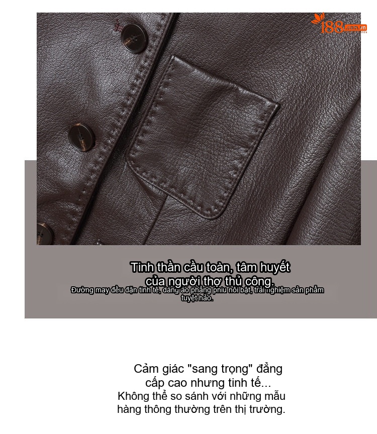 Áo Khoác Da Cừu Nữ Cổ Tròn Dáng Ôm Ngắn Màu Nâu, Đen chi tiết 4