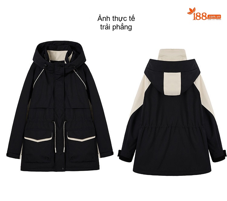 Áo Khoác Phao Nữ Dáng Dài Vừa Cotton Dày Dặn Ấm Áp Màu Đen, Trắng chi tiết 27