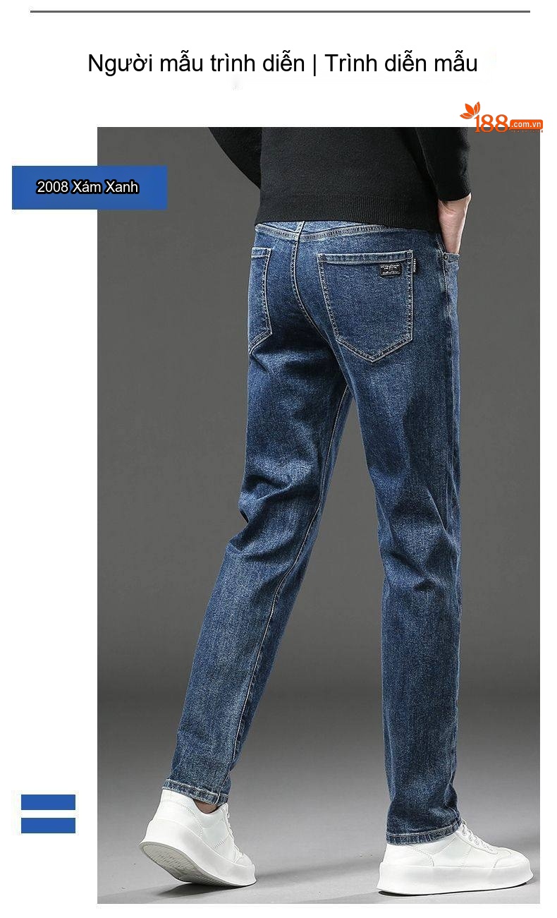 Quần Jeans Dáng Ôm Ống Đứng Nam Màu Xám Khói, Đen, Xanh Navy chi tiết 9