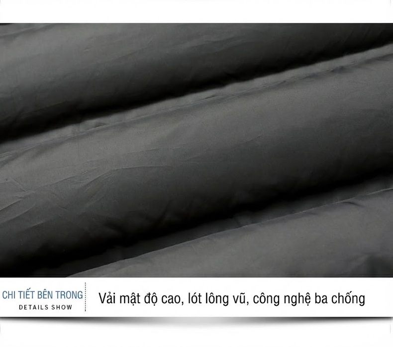 Áo Khoác Phao Lông Vũ Nam Ba Lớp Chống Thấm Nước Có Mũ chi tiết 26