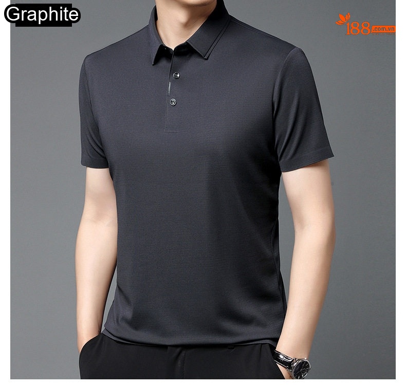 Áo Thun Polo Nam Tay Ngắn Lụa Tơ Tằm Trung Niên Màu Đỏ Rượu, Xám Đậm, Xanh Rêu, Xanh Đậm... chi tiết 13