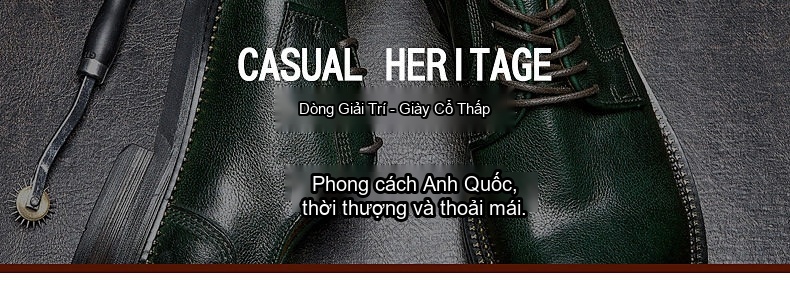 Giày Tây Buộc Dây Nam Da Bò Mũi Tròn Chiều Cao Đế Khoảng 3cm Màu Đen, Nâu, Xanh Lá chi tiết 1