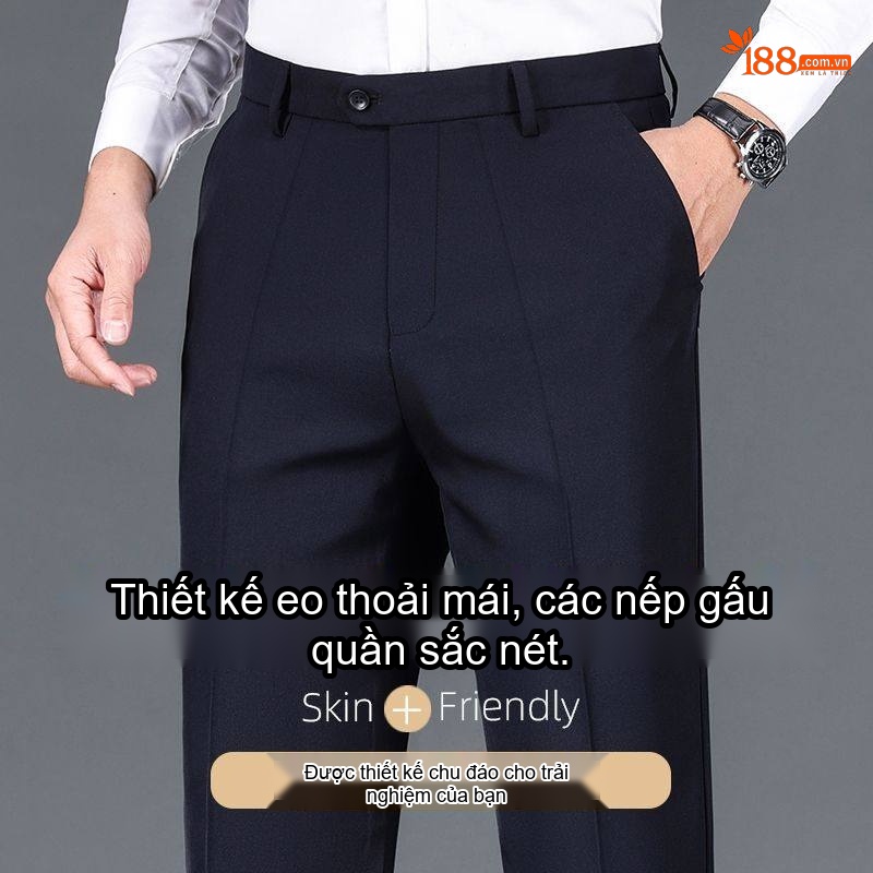 Quần Tây Nam Ống Đứng Dáng Suông Lịch Lãm Dày Dặn Màu Đen, Xám