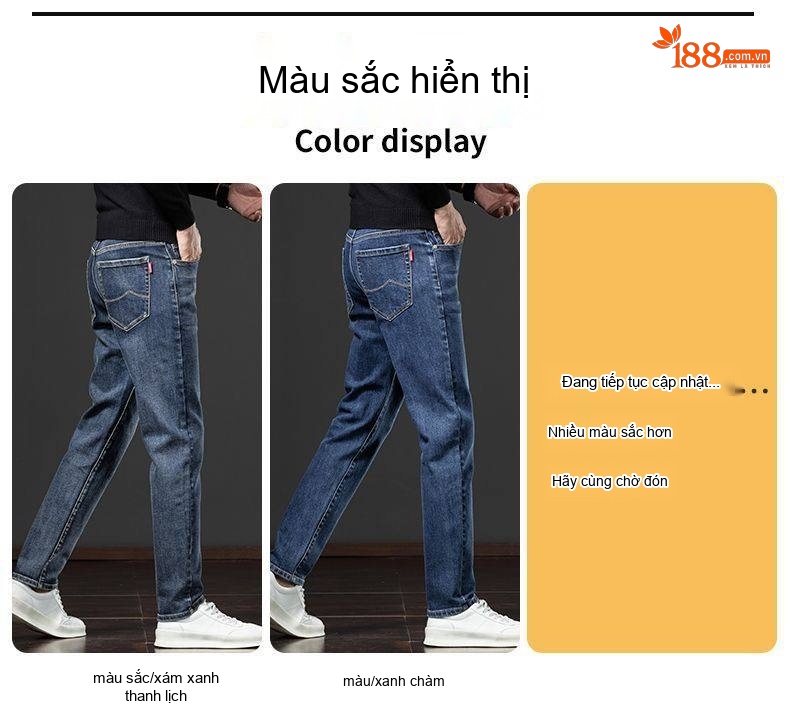 Quần Jean Nam Ống Đứng Lót Lông Dày Dặn Co Giãn Tốt Màu Xanh Dương chi tiết 10